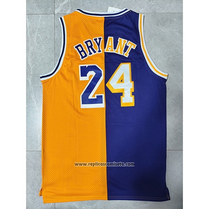 Camiseta Los Angeles Lakers Kobe Bryant #24 Mitchell & Ness 1996-97 Split Amarillo Violeta